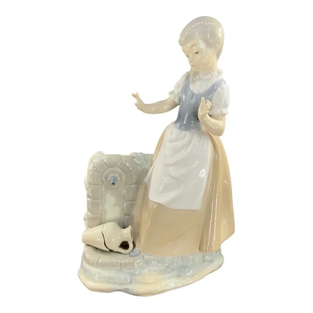 Vintage Lladro  Nao Figurine Girl With Broken Jar By Vincente Martinez Porcelain